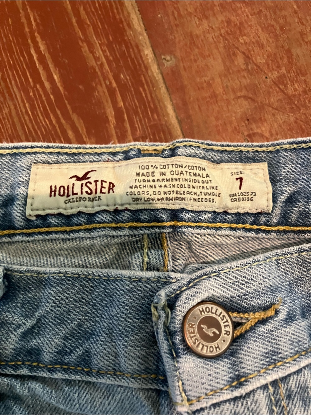 Hollister Light Blue Distressed Denim Cutoff Shorts - Picture 2 of 3